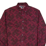 TOMMY HILFIGER Mens Shirt Red Crazy Pattern Long Sleeve M