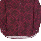 TOMMY HILFIGER Mens Shirt Red Crazy Pattern Long Sleeve M