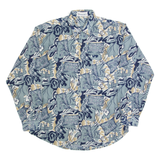 PALO ALTO Mens Shirt Blue 90s Crazy Pattern Long Sleeve L