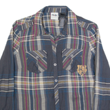 HARLEY DAVIDSON Womens Shirt Grey Check Long Sleeve S