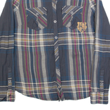 HARLEY DAVIDSON Womens Shirt Grey Check Long Sleeve S