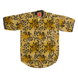 LECHE Mens Shirt Yellow Crazy Pattern S
