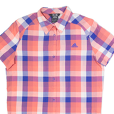 ADIDAS Womens Shirt Pink Check UK 16
