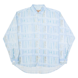 LETS GO Mens Shirt Blue Check Long Sleeve L