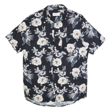 PIER ONE Mens Hawaiian Shirt Black Floral M