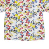 LETS GO Comic Mens Shirt White Crazy Pattern L