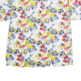 LETS GO Comic Mens Shirt White Crazy Pattern L