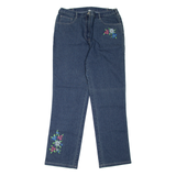Floral Womens Jeans Blue Regular Skinny W33 L31