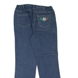 Floral Womens Jeans Blue Regular Skinny W33 L31