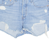 LEVI'S Cut Off Distressed 501 Womens Denim Shorts Blue M W30