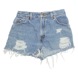 LEVI'S Cut Off Distressed Womens Denim Shorts Blue S W26