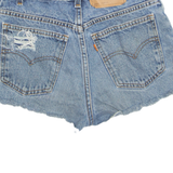 LEVI'S Cut Off Distressed Womens Denim Shorts Blue S W26