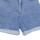 ROUTE 66 High Waist Turn Up Womens Denim Shorts Blue 90s XS W26