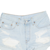 LEVI'S Cut Off 501 Distressed Womens Denim Shorts Blue S W28