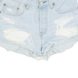 LEVI'S Cut Off 501 Distressed Womens Denim Shorts Blue S W28