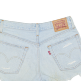 LEVI'S Cut Off 501 Distressed Womens Denim Shorts Blue S W28