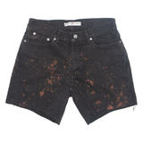 TOMMY HILFIGER Cut Off Mens Denim Shorts Black Crazy Pattern M W30