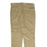 DICKIES Mens Corduroy Trousers Beige Slim Tapered W32 L32