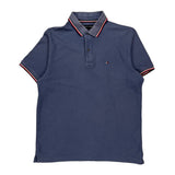 Tommy Hilfiger Striped Polo Shirt - Medium Blue Cotton