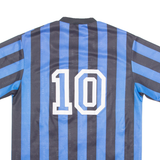 UMBRO Striped Boys Football Shirt Jersey Blue V-Neck M