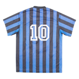UMBRO Striped Boys Football Shirt Jersey Blue V-Neck M