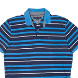 TOMMY HILFIGER Mens Polo Shirt Blue Striped L