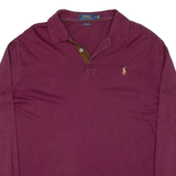 POLO RALPH LAUREN Mens Polo Shirt Maroon Long Sleeve L