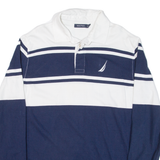 NAUTICA Mens Polo Shirt Blue Striped Long Sleeve L