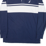 NAUTICA Mens Polo Shirt Blue Striped Long Sleeve L