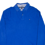 TOMMY HILFIGER Mens Polo Shirt Blue Long Sleeve XL