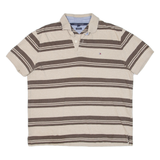 TOMMY HILFIGER Mens Polo Shirt Brown Striped L