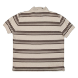 TOMMY HILFIGER Mens Polo Shirt Brown Striped L