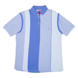 TOMMY HILFIGER Mens Polo Shirt Blue Striped S