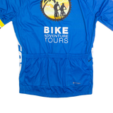 Cycling Zip Up Mens Jersey Blue High Neck M