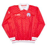 Mens Polo Shirt Red Long Sleeve XL