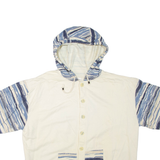 Short Sleeve Mens Jacket Cream Hooded Crazy Pattern L