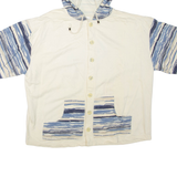 Short Sleeve Mens Jacket Cream Hooded Crazy Pattern L