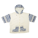 Short Sleeve Mens Jacket Cream Hooded Crazy Pattern L