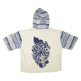 Short Sleeve Mens Jacket Cream Hooded Crazy Pattern L