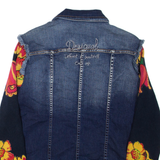 DESIGUAL Womens Denim Jacket Blue Crazy Pattern M