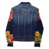 DESIGUAL Womens Denim Jacket Blue Crazy Pattern M