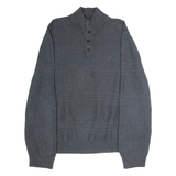 NAUTICA Mens Jumper Grey Button Neck Tight Knit XL