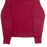 TOMMY HILFIGER Mens Jumper Red 1/4 Zip Tight Knit L