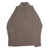 NAUTICA Mens Jumper Brown 1/4 Zip Tight Knit M