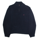 CHAPS Mens Jumper Black 1/4 Zip Tight Knit XL