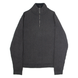 CALVIN KLEIN JEANS Mens Jumper Grey 1/4 Zip Chunky Knit XL