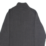 CALVIN KLEIN JEANS Mens Jumper Grey 1/4 Zip Chunky Knit XL