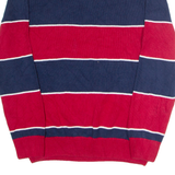 CHAPS Mens Patterned Jumper Red Striped 1/4 Zip Tight Knit M