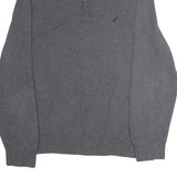 NAUTICA Mens Jumper Grey 1/4 Zip Tight Knit XL
