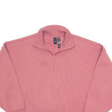 ADIDAS Cropped Womens Sweatshirt Pink 1/4 Zip L
